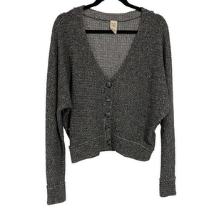 We the Free Top Dog Gray Waffle Knit Button Cardigan‎ Size Small